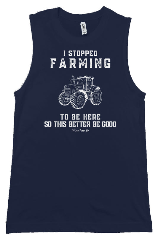 Muscle tank - I Stopped Farming - Navy