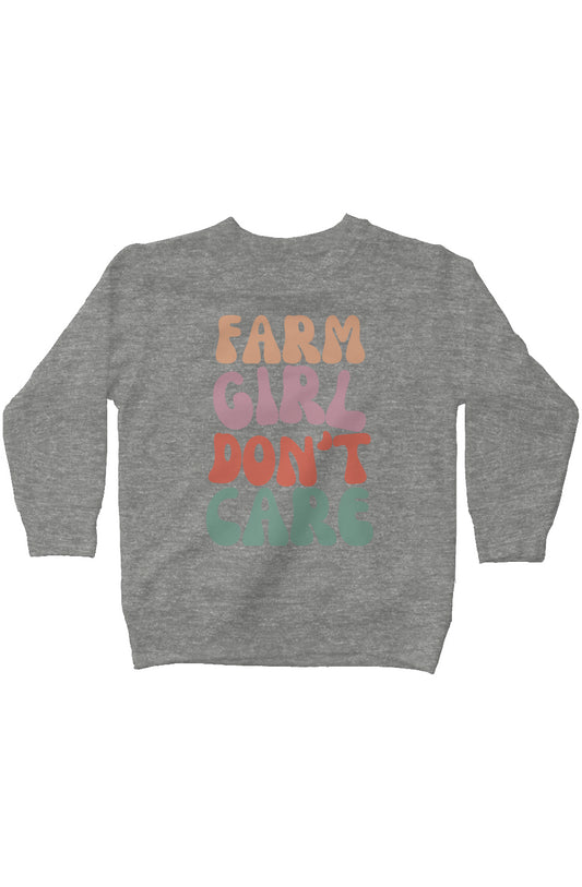 kids fleece Farm Girl Don't Care sweatshirt